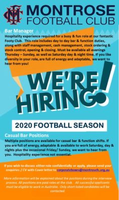 Were hiring - Bar Manager 2020